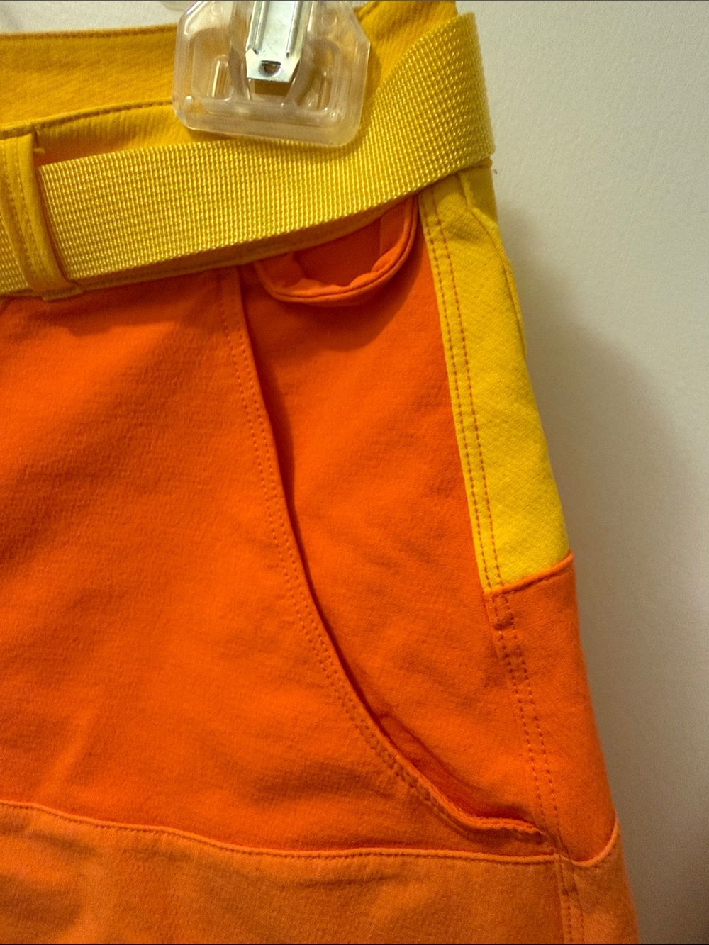 Outdoor Voices RecTrek Hike Shorts in Yellow & Orange w Belt - Picture 4 of 7